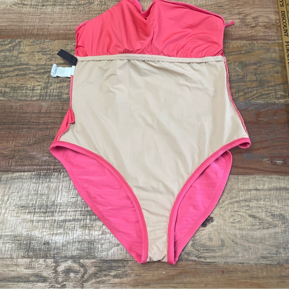 La Blanca Women's 14 Linea Costa One-Shoulder One-Piece Swimsuit, Coral Sun - Picture 9 of 10
